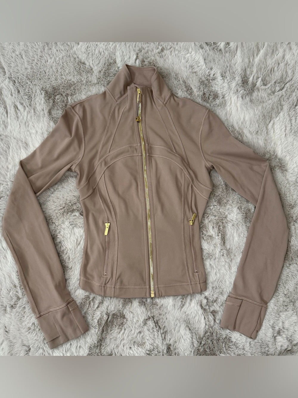 Lululemon Define Cropped Jacket (Taupe w/ Gold Hardware) - Nulu